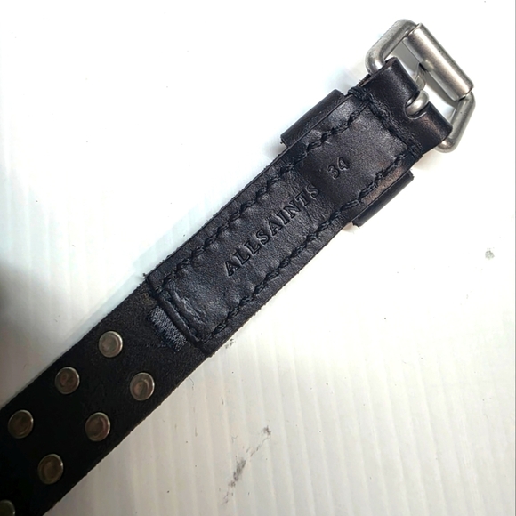 All Saints leather eyelet belt black size small 34 - Picture 5 of 7